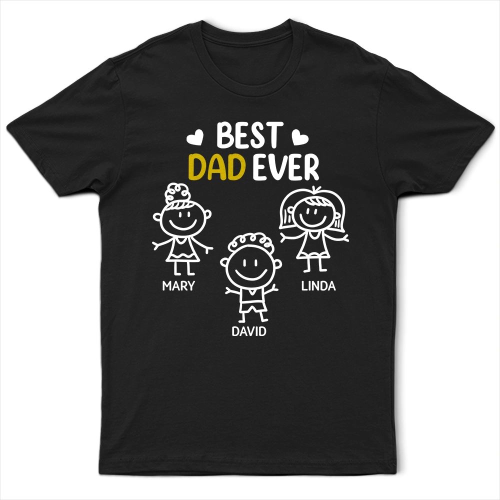 Best Dad Grandpa Ever Kid Stick Figures - Personalized T Shirt