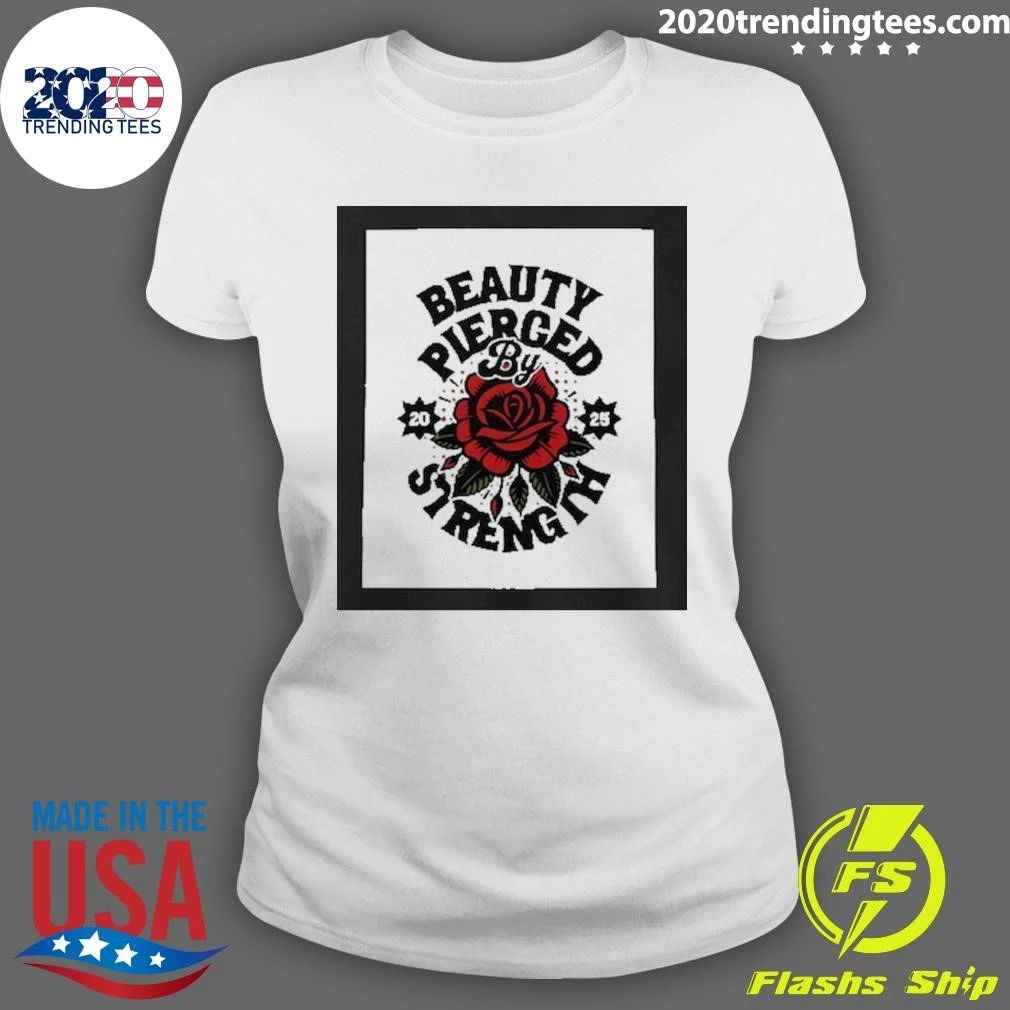 Red Rose Beauty Pierced By Strength Shirt