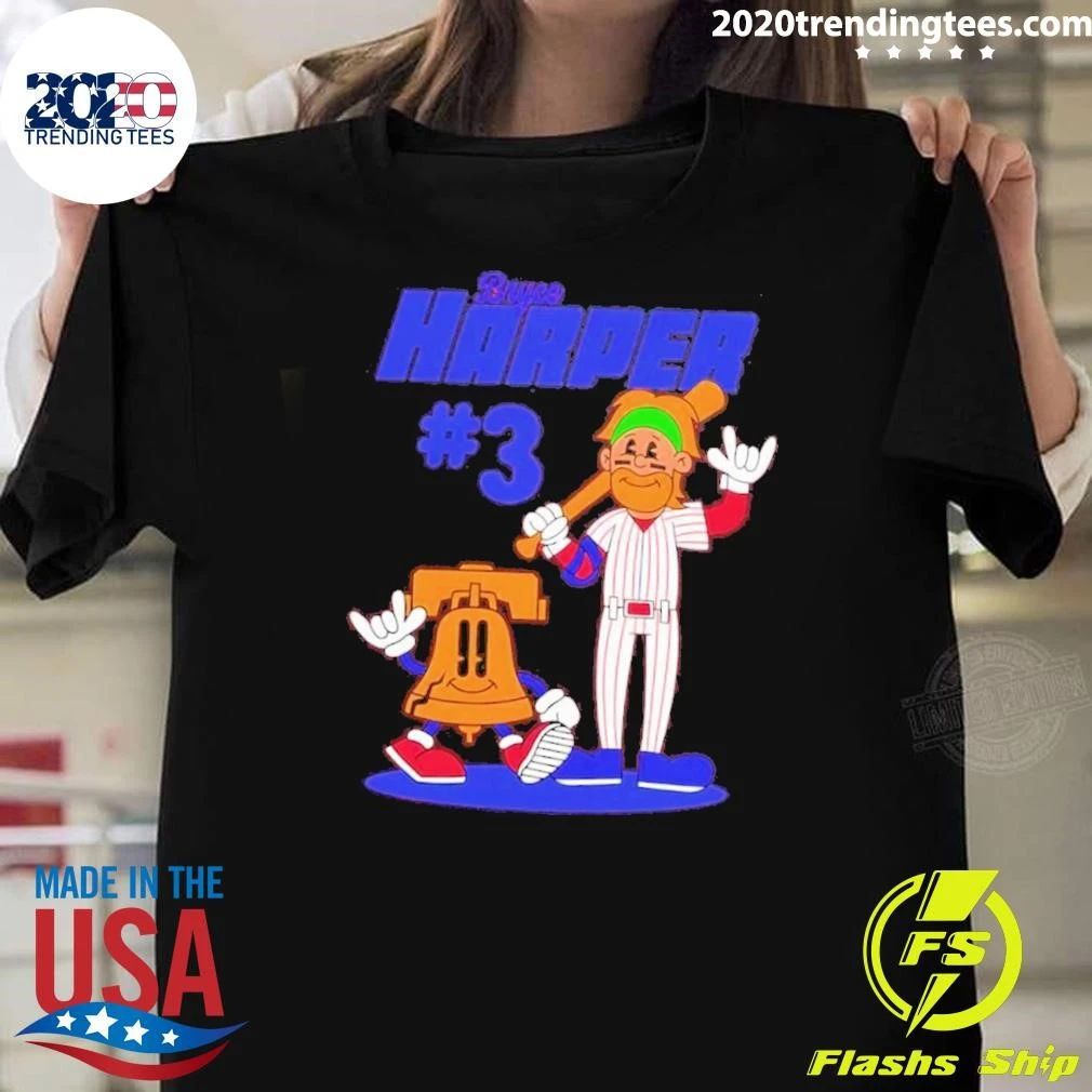 Bryce Harper No 3 Philadelphia Phillies Retro Cartoon Shirt