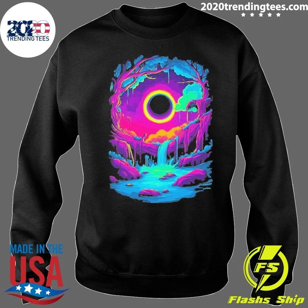 Neon Black Hole Sun Waterfall Tee Shirt