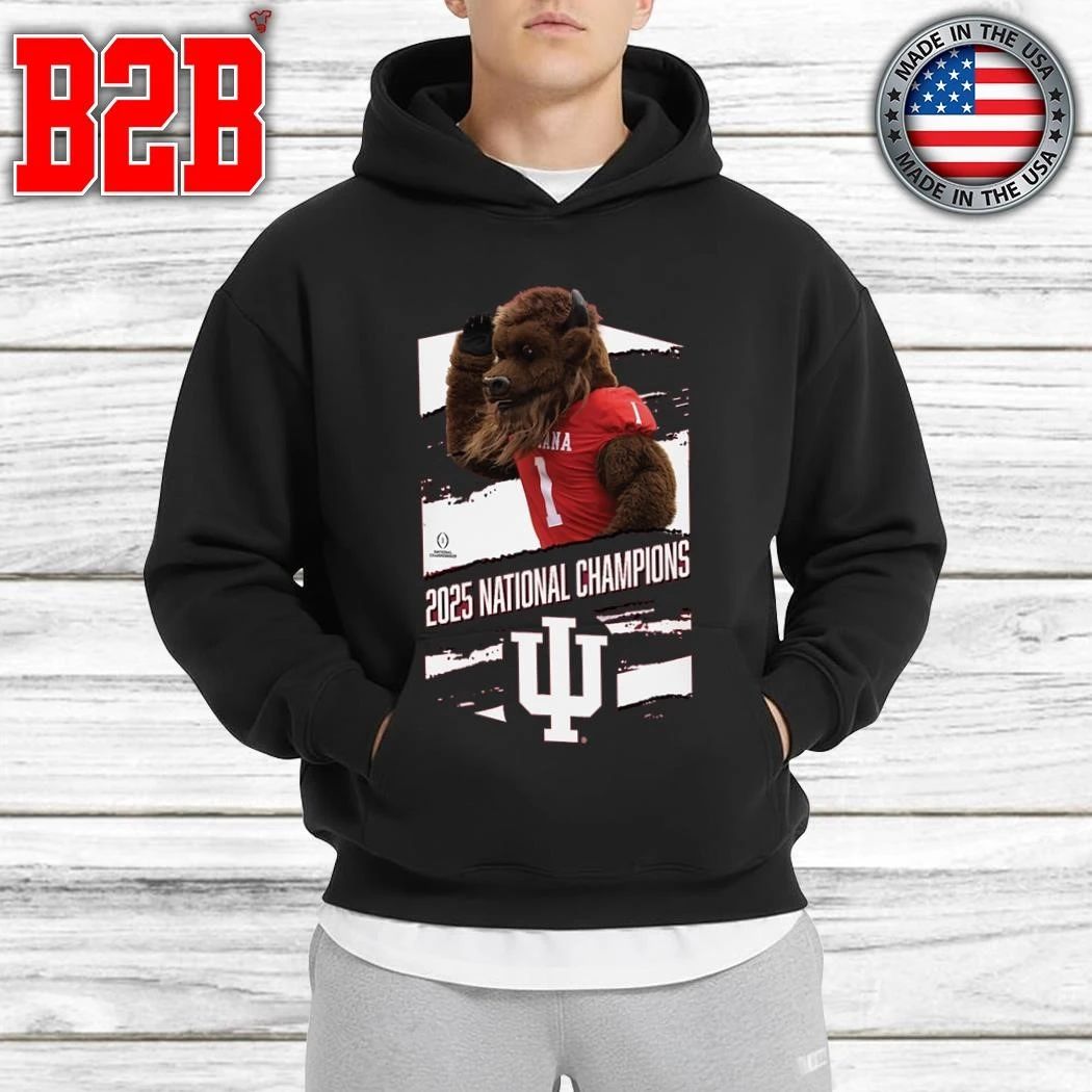 Indiana Hoosiers Outerstuff College Football Playoff 2025 National Champions Mascot Shirt