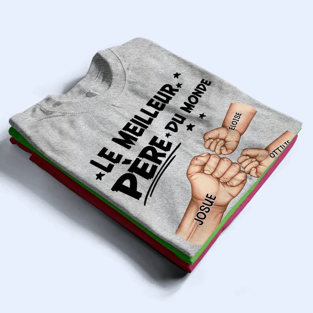 Check Du Poing Le Meilleur Papa Du Monde - T Shirt Personnalisé