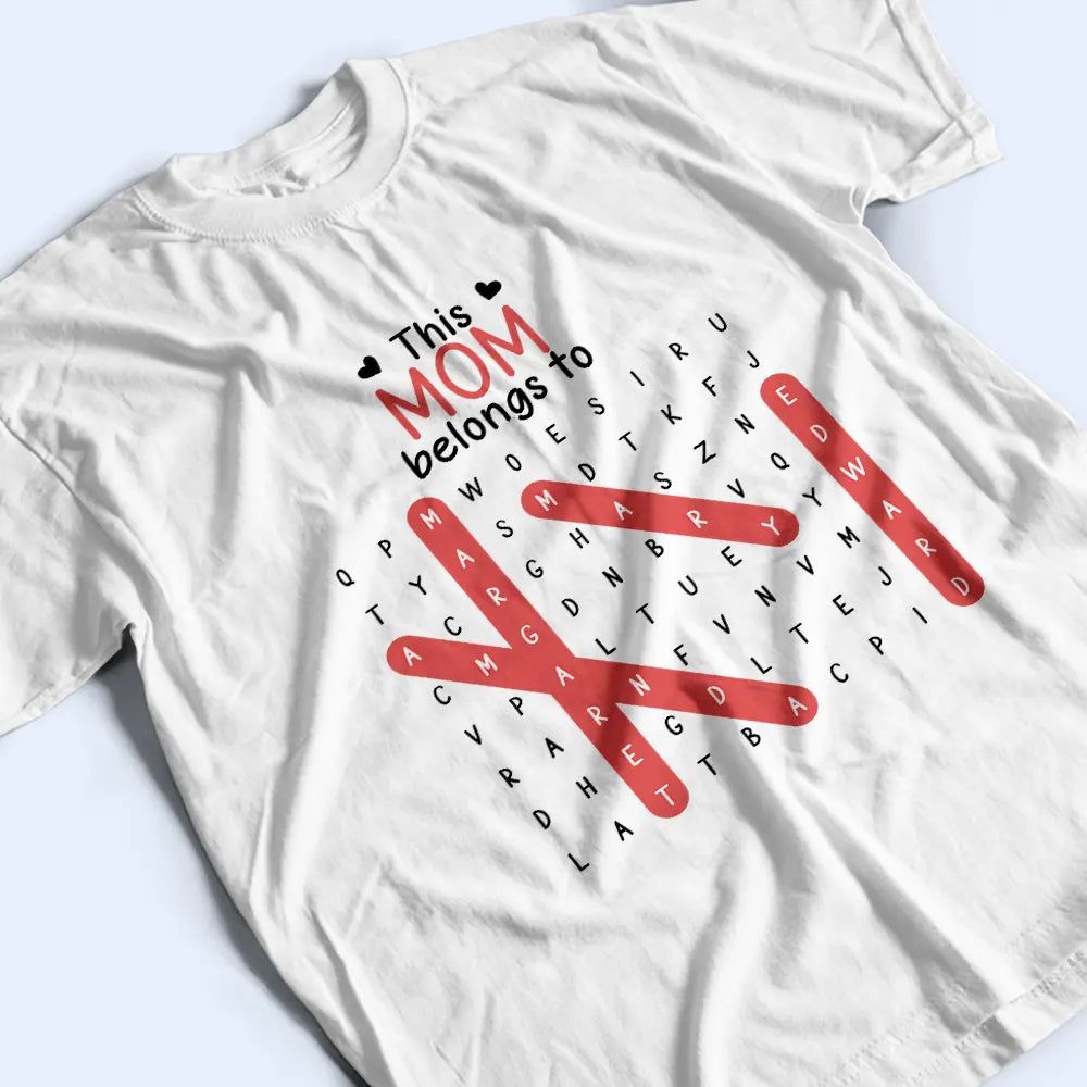 Word Search Puzzle This Grandpa Grandma Belongs To Kids - Personalized T Shirt