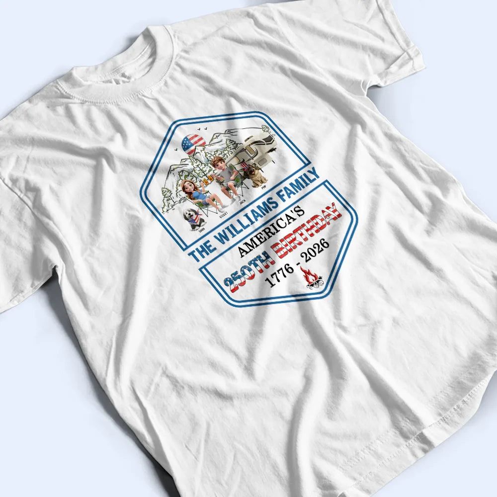 Stars And Stripes Family Camping - Personalized T Shirt