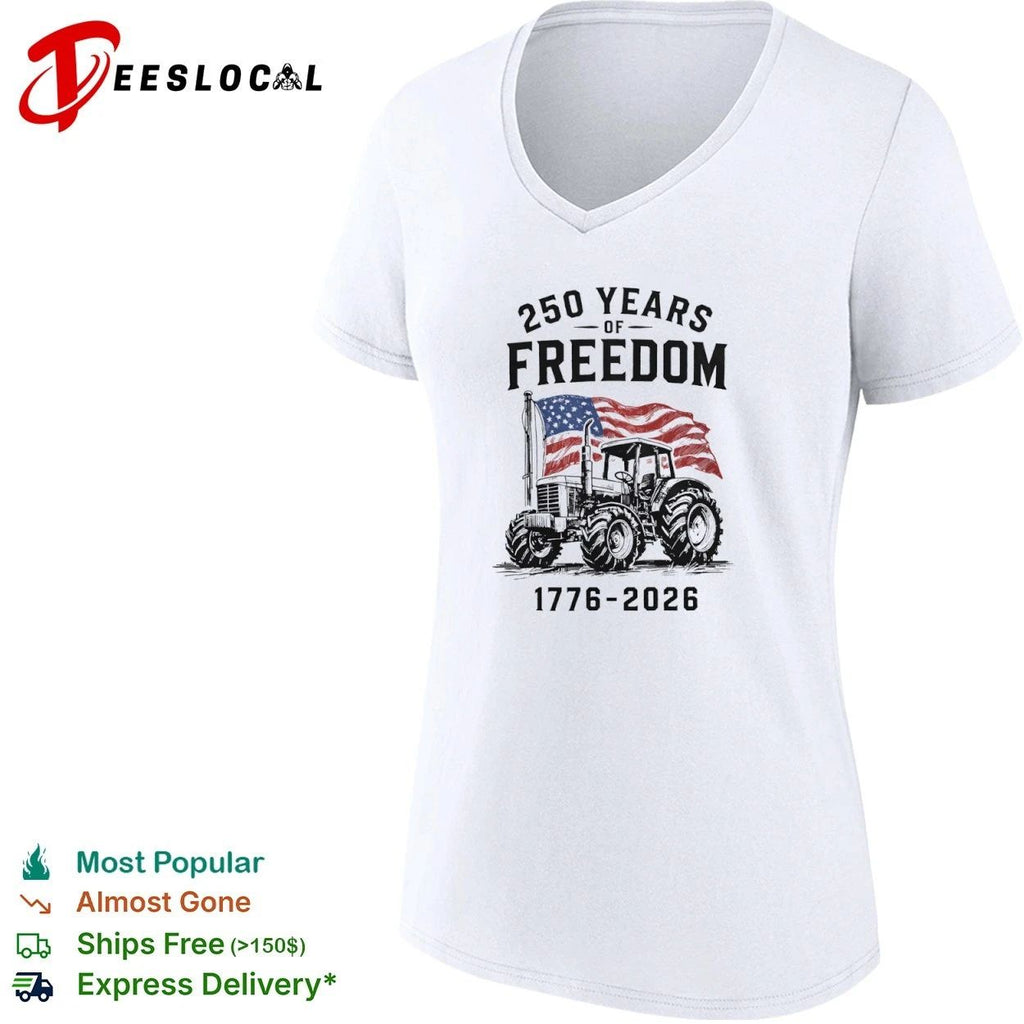 Patriotic Tractor 250 Years of Freedom 1776-2026 T-shirt