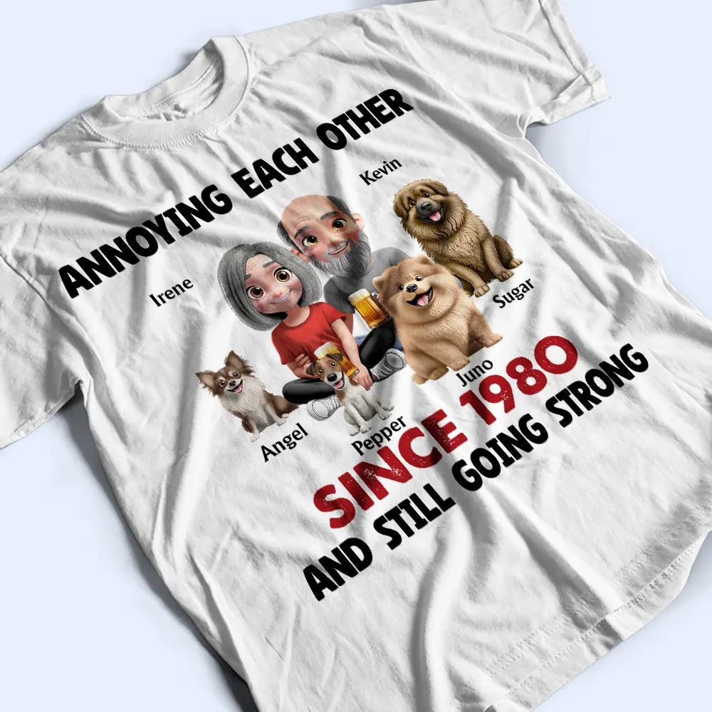Couple Annoying Each Other With Dogs - Personalized T Shirt