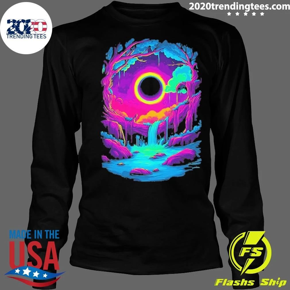 Neon Black Hole Sun Waterfall Tee Shirt