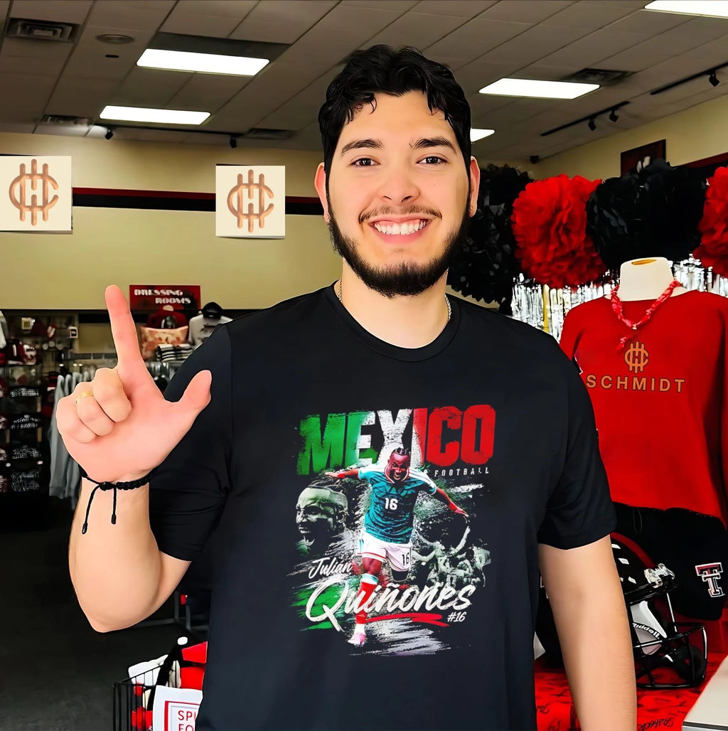 Mexico soccer player Julian Quinones running pose vintage shirt