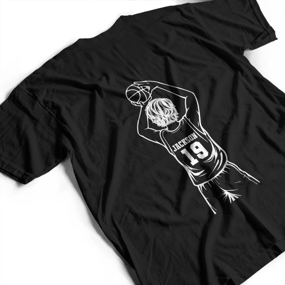 Basketball Dad Mom Kids Backside - Personalized T Shirt
