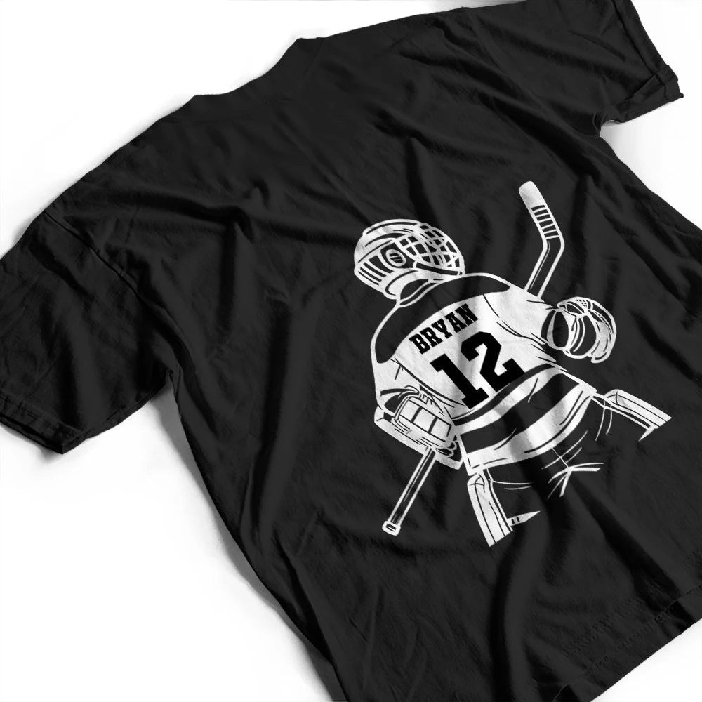 Hockey Dad Mom Kids Backside - Personalized T Shirt