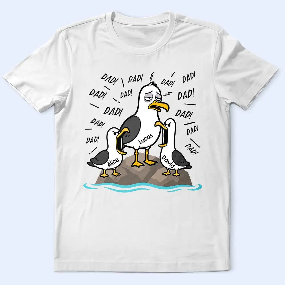 Tired Seagull And Kids Screaming - Personalized T Shirt