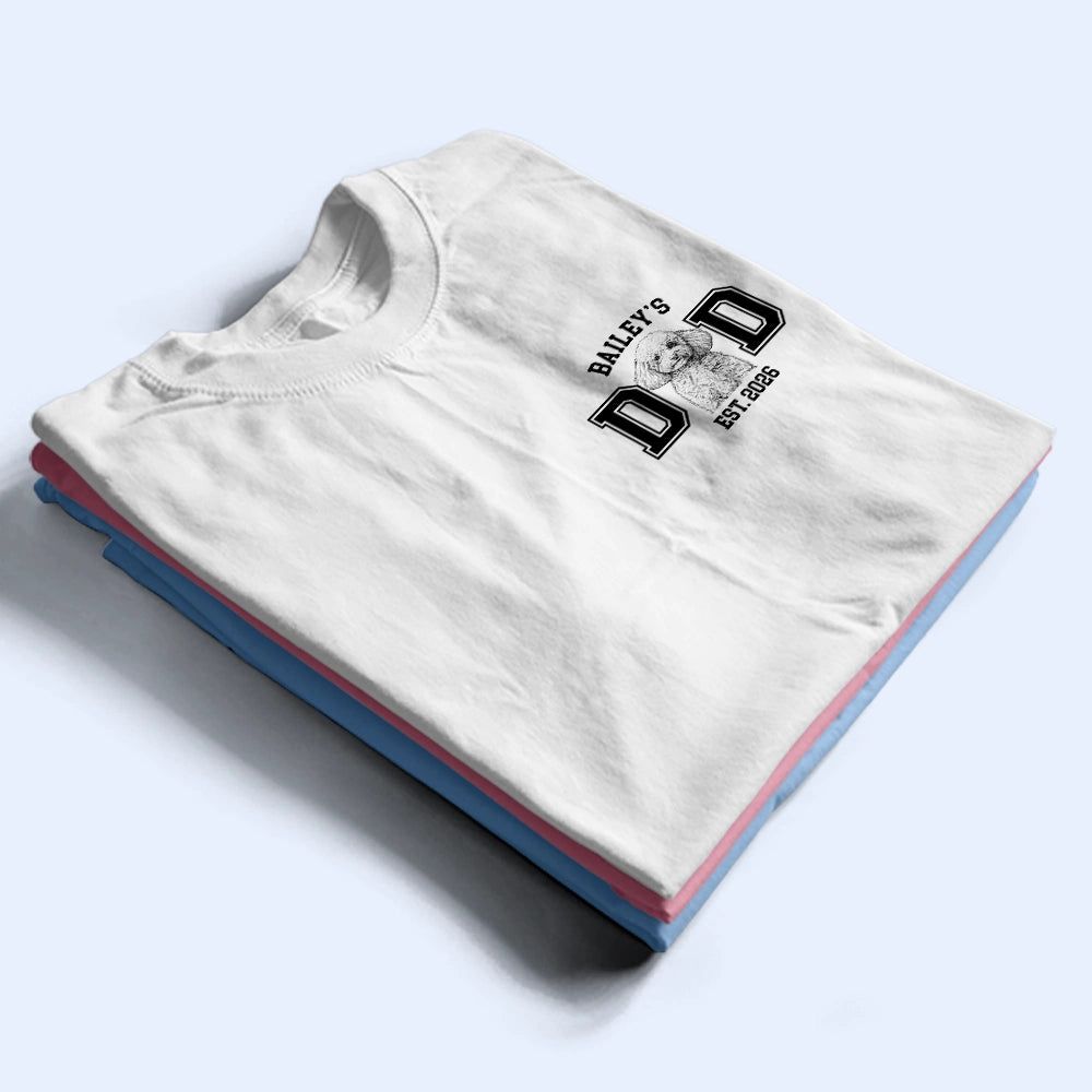 Custom Photo White Pencil Sketch Art Pet Dad Pet Mom Est Year - Personalized T Shirt