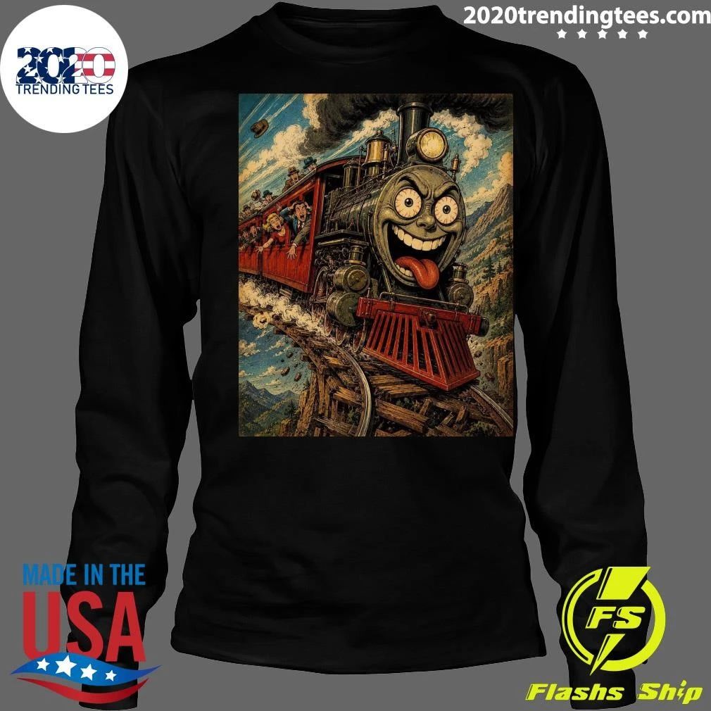 Crazy Steam Locomotive Cartoon Train Mountain Adventure Vintage Retro Shirt