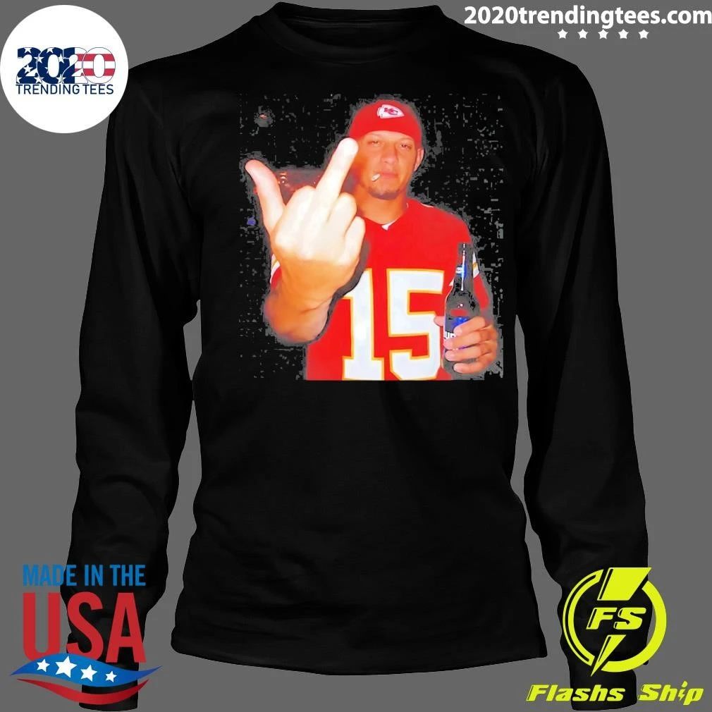 Patrick Mahomes Holding Beer Middle Finger Shirt