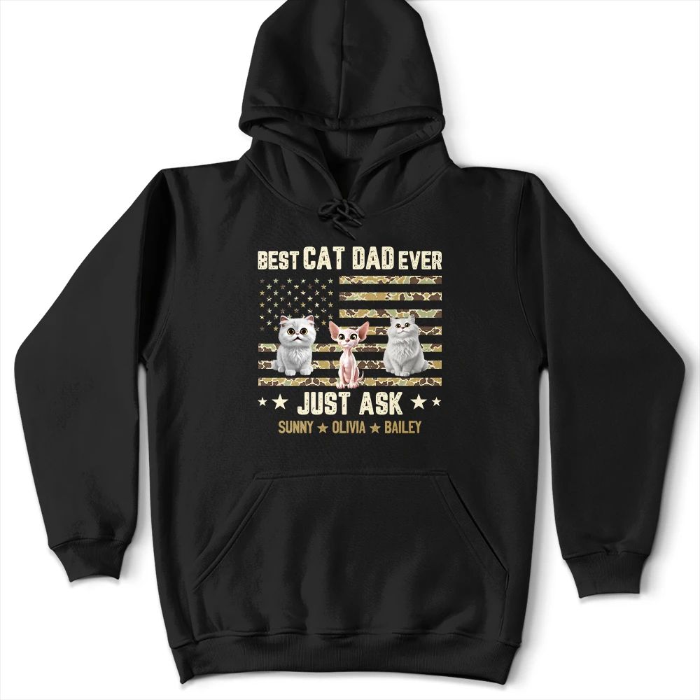 Camouflage Stars & Stripes Best Cat Dad Ever - Personalized T Shirt