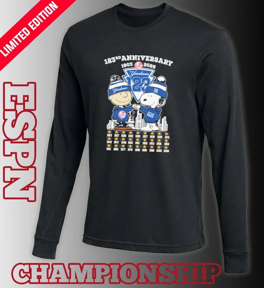 The Peanuts Fist Bump X New York Yankees 123rd Anniversary 1903-2026 Shirt