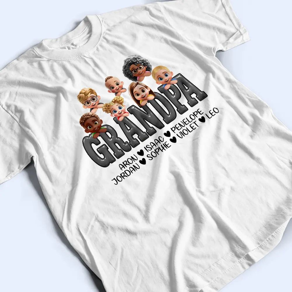 Retro Papa Grandpa Dad Daddy Printed 3D Effect - Personalized T Shirt