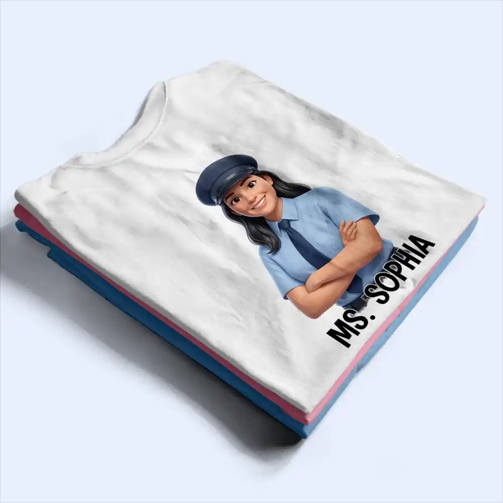 Custom Photo Cartoon Portrait Bus Driver I Love My Students - Personalized T Shirt