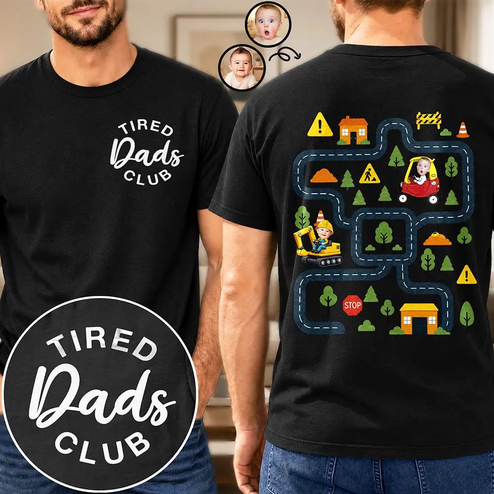 Custom Photo Car Track Tired Dad Club Funny - Personalized T Shirt