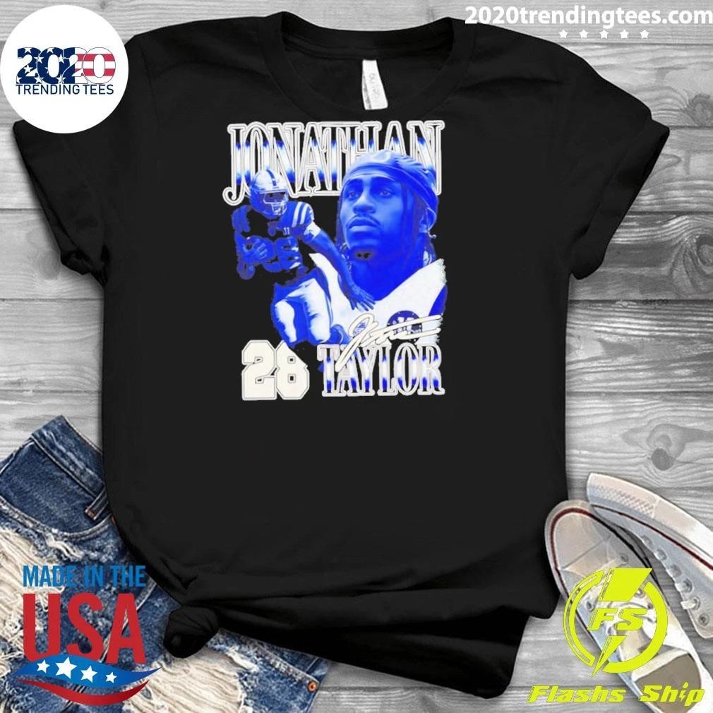 Jonathan Taylor 28 Indianapolis Colts Football 90s Bootleg Signature Shirt