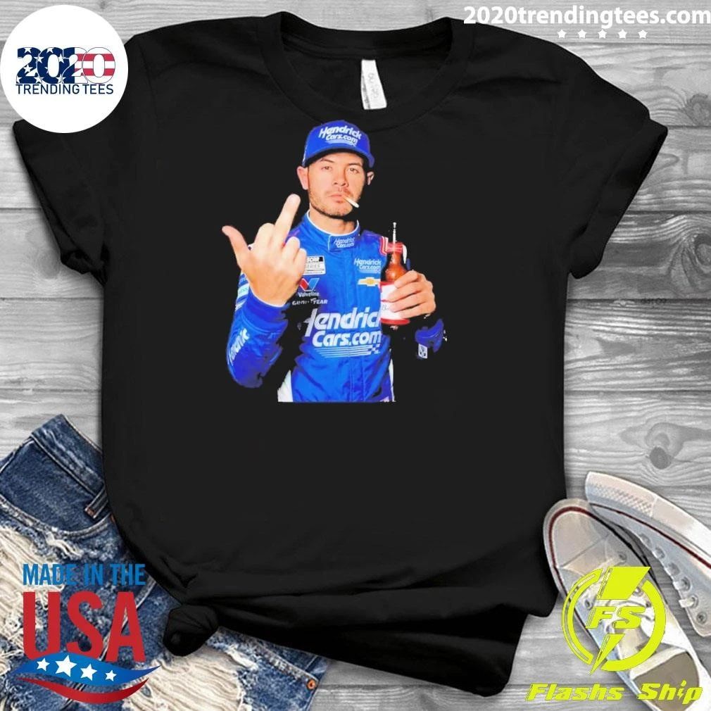 Kyle Larson Middle Finger Smoke Beer Shirt