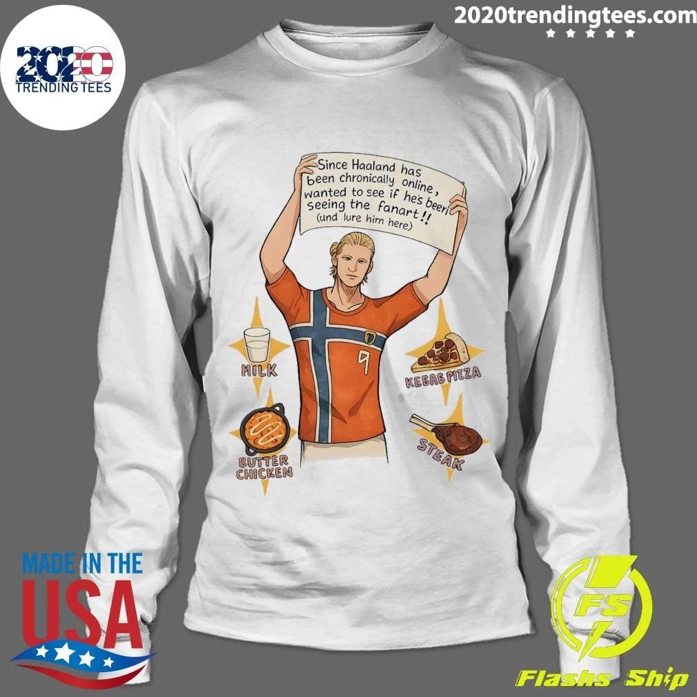 Erling Haaland Chronically Online Fanart Meme Norway #9 Favorite Foods Tee Shirt