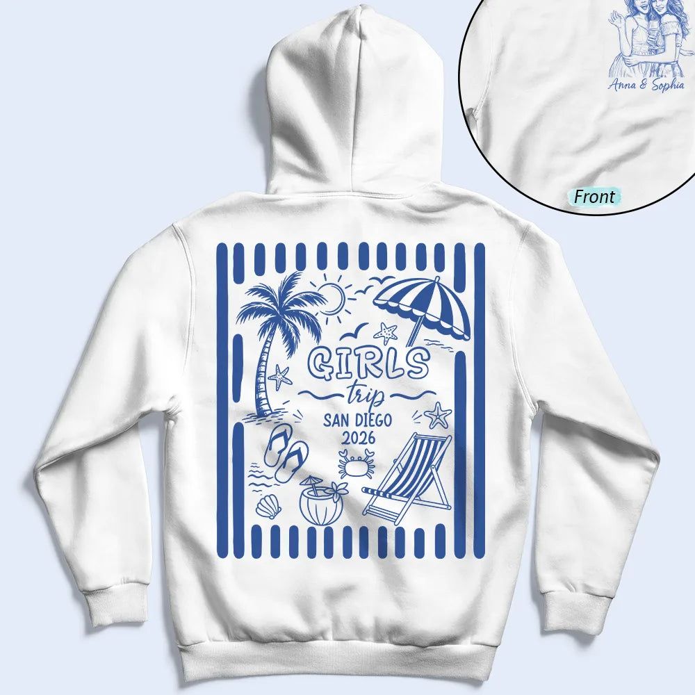 Custom Photo Pencil Sketch Beach Crew Besties Trip - Personalized T Shirt