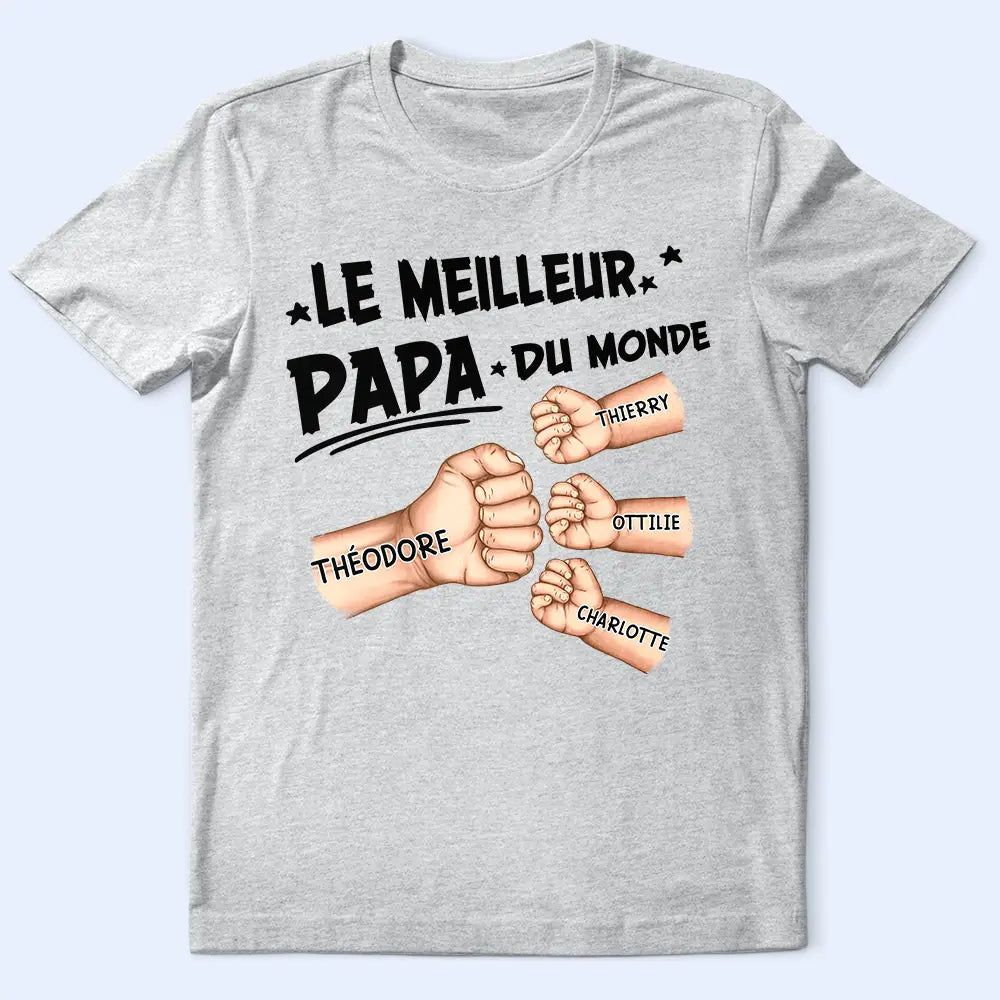 Check Du Poing Le Meilleur Papa Du Monde - T Shirt Personnalisé