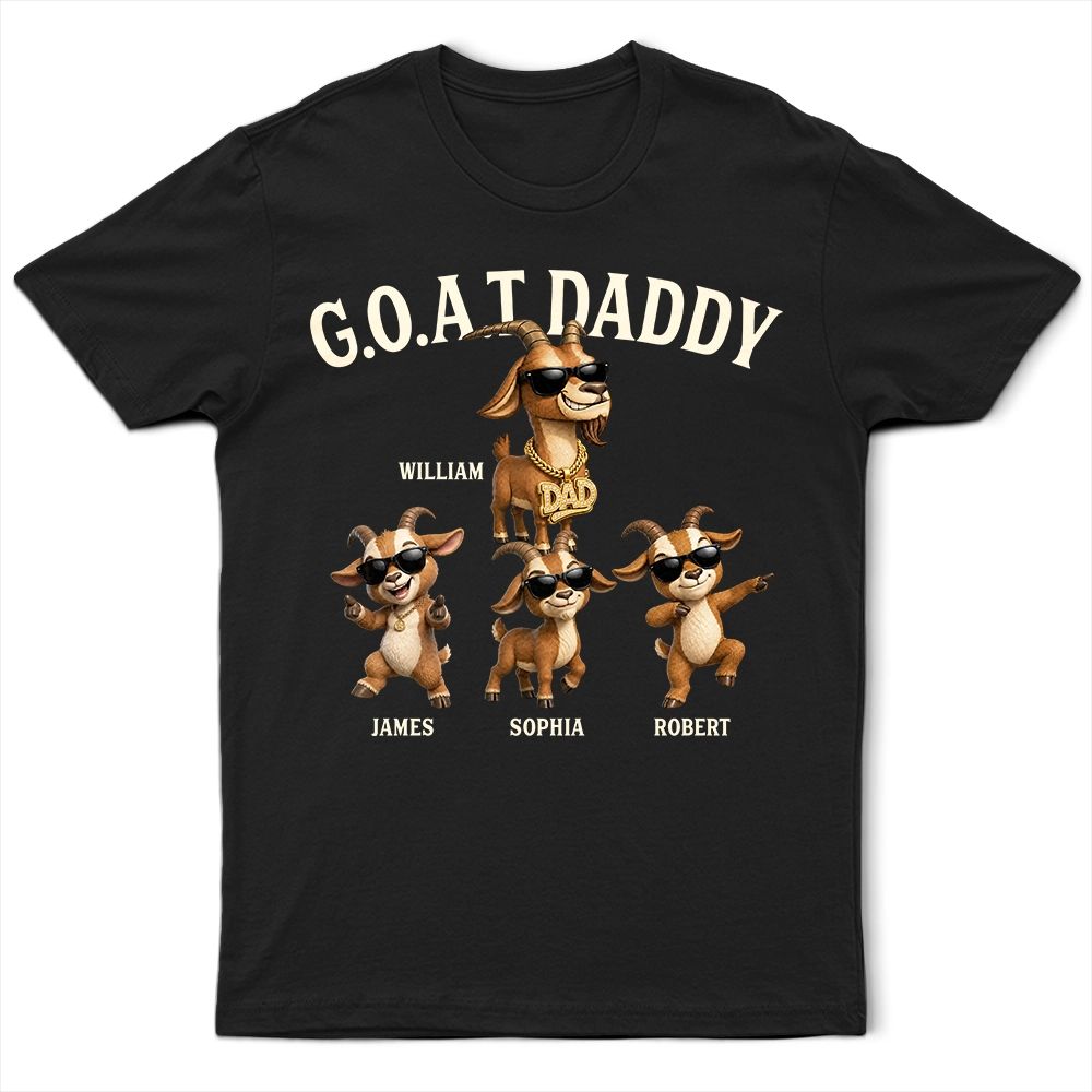 3D Effect Goat Dad And Kids - Personalized T Shirt