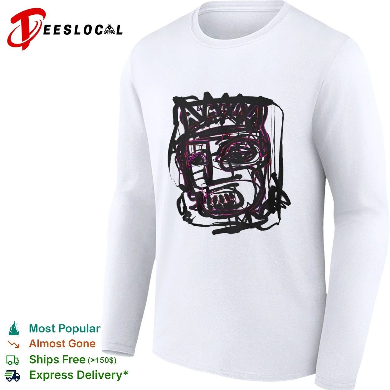 Jean-Michel Basquiat Crowned Abstract Face T-shirt