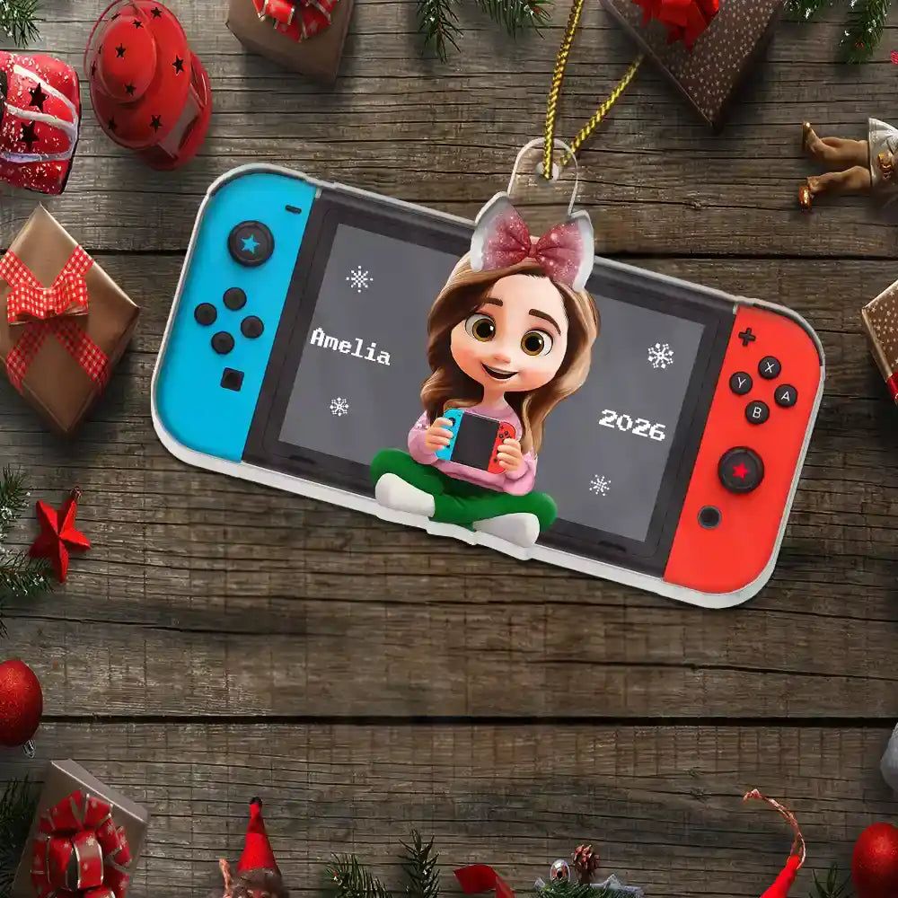 3D Effect Kids Teens Gamer - Personalized Custom Shaped Acrylic Ornament