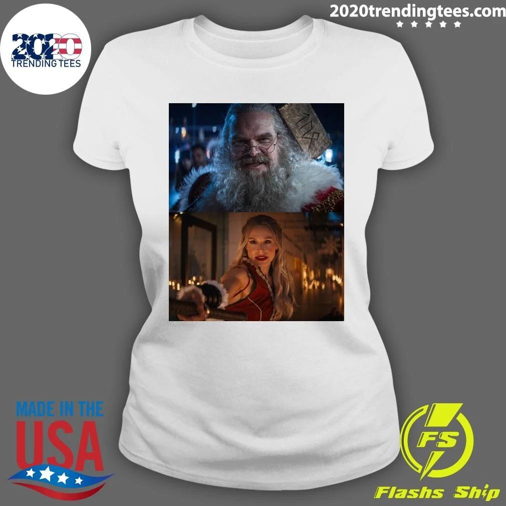 Kristen Bell as Mrs. Claus and David Harbour as Santa Claus in Violent Night 2 Shirt