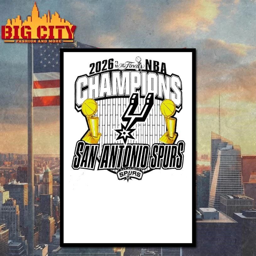 San Antonio Spurs 2026 NBA Finals Champions Trophy Graphic Shirt