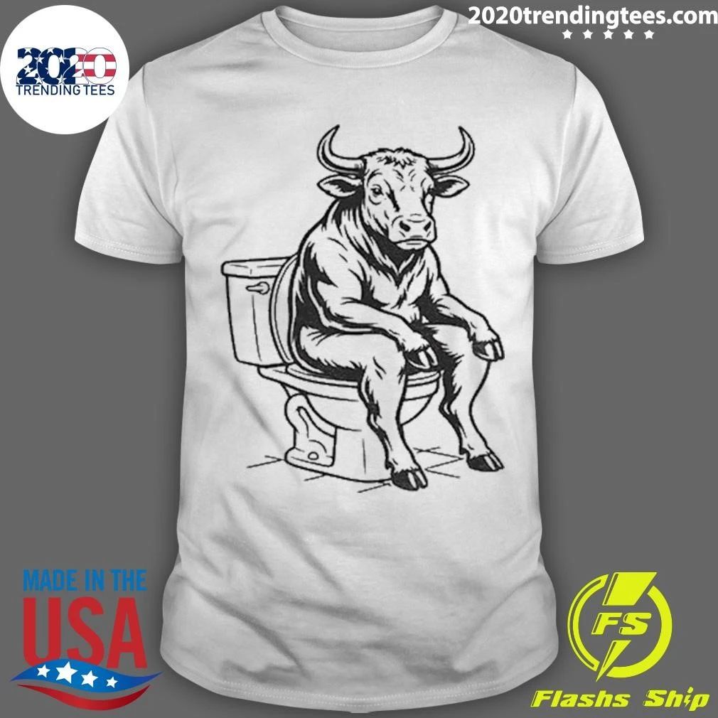 Bull Sitting On Toilet Bull Shit Funny Shirt