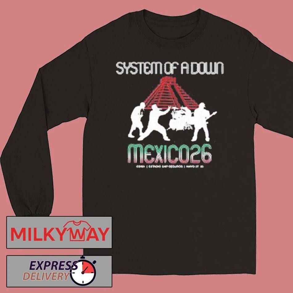 System Of A Down CDMX Mexico 2026 Pop Up Shop Merch Tee At Estadio GNP Seguros On 27 And 28 May 2026 Mesoamerican Pyramid s hỉt