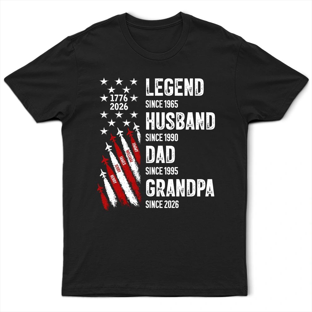 Legend Husband Dad Grandpa With Kid Names - Personalized T Shirt