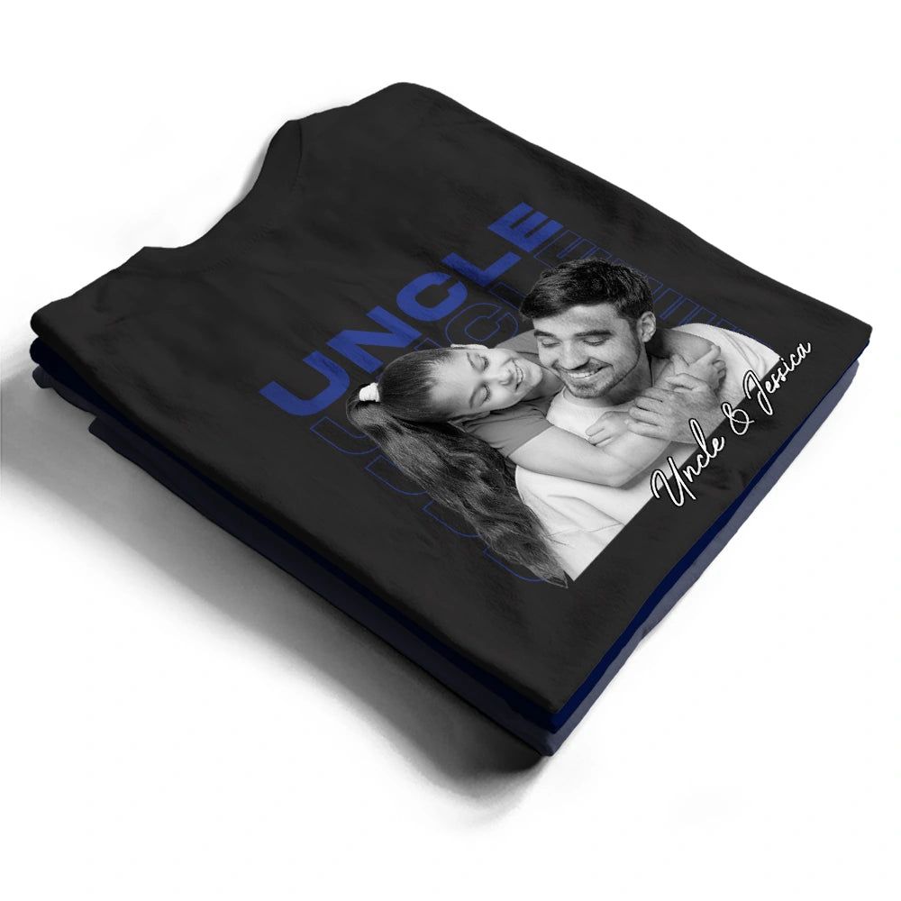 Custom Photo B&W Dad Grandpa Title - Personalized T Shirt