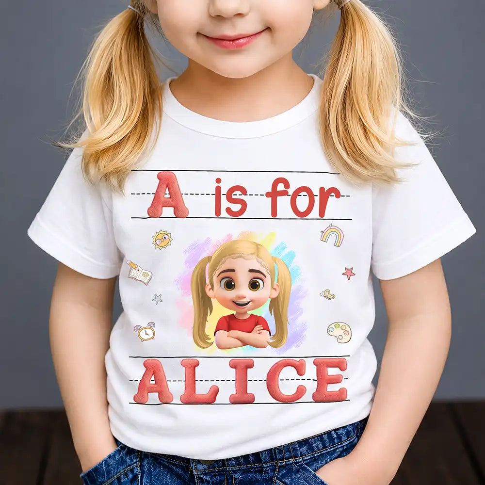 Faux Embroidery Chenille Initial & Name - Personalized T Shirt