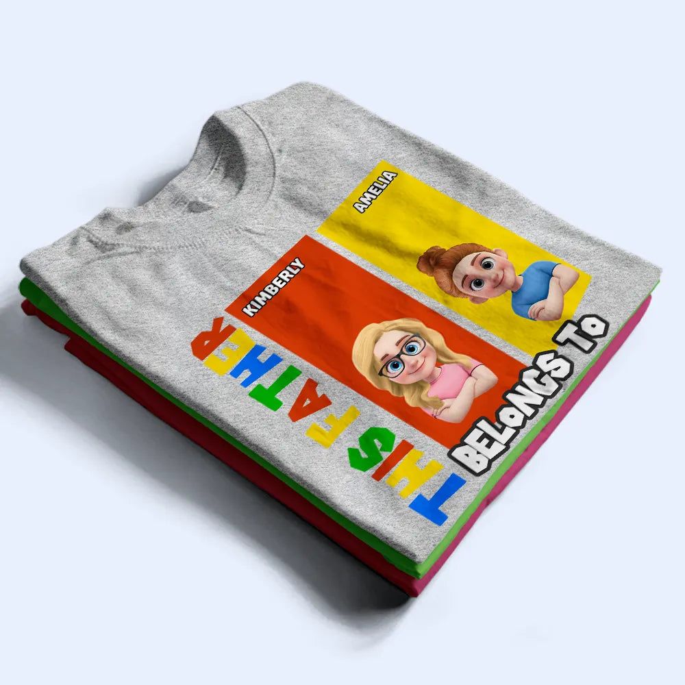 This Dad Papa Belongs To Basic Color Arcade Theme - Personalized T Shirt