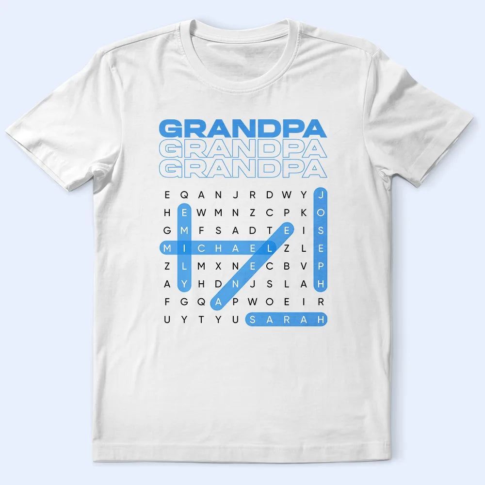 Word Search Puzzle Daddy Grandpa - Personalized T Shirt