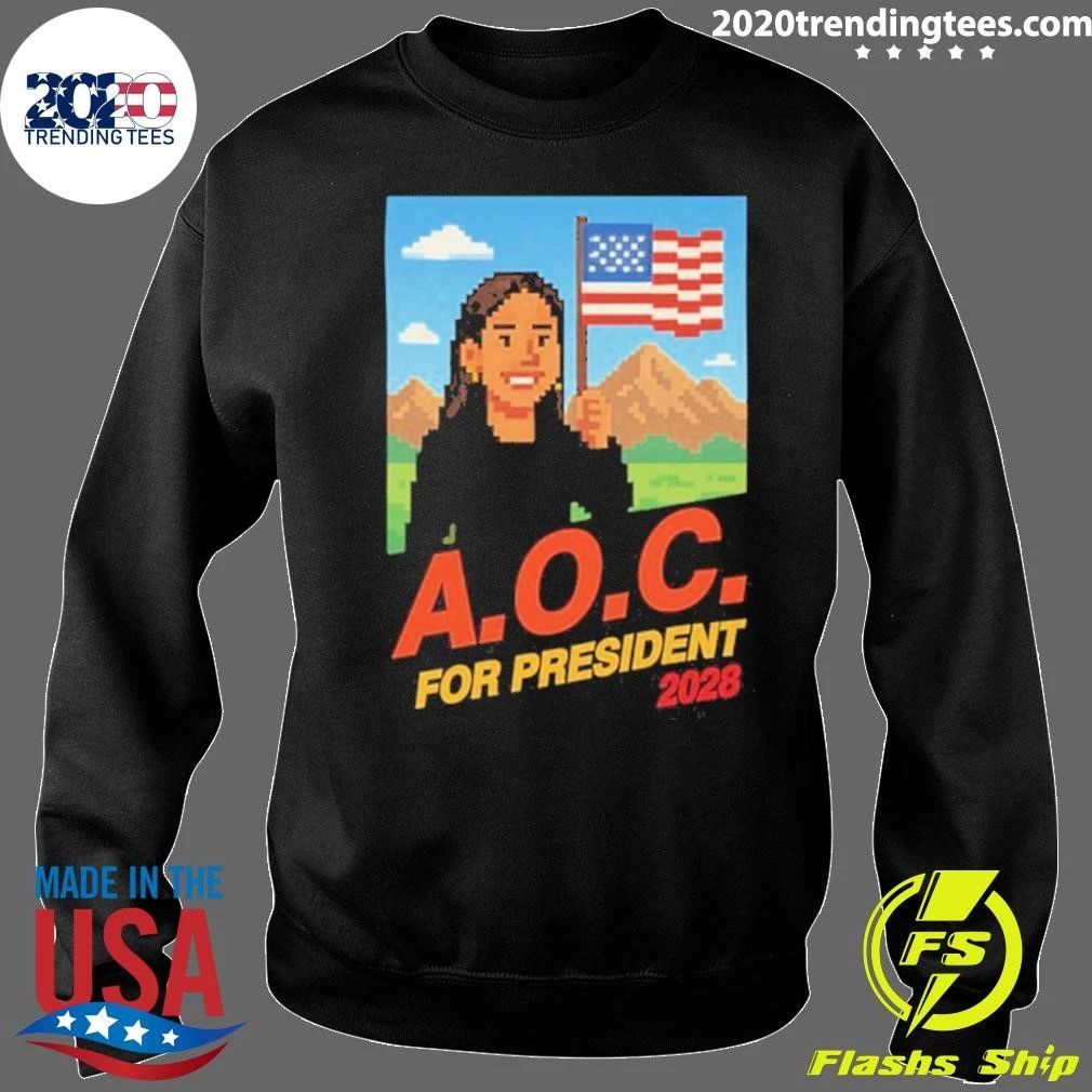 AOC for President 2028 8-Bit Retro Shirt