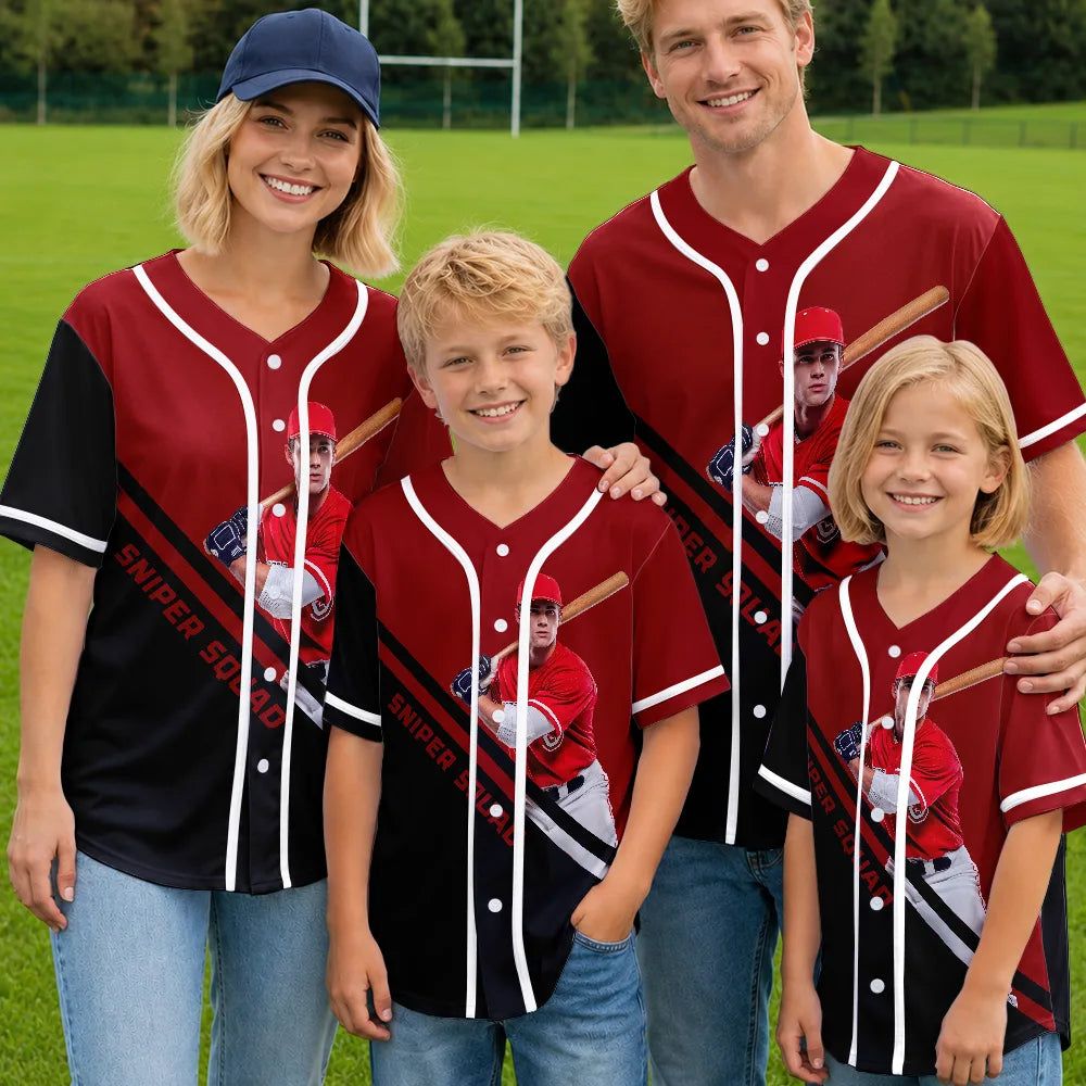 Custom Photo Baseball Player With Name & Number - Personalized Baseball Jersey Shirt