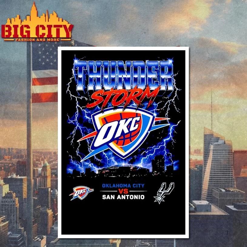OKC Thunders Vs San Antonio Spurs 2026 NBA Western Conference Finals Playoffs Thunderstorm Shirt