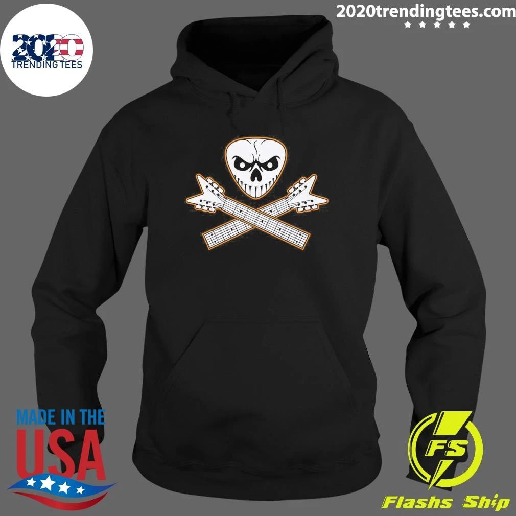 Guitar Skull and Bones Rock Metal Music Tee Shirt