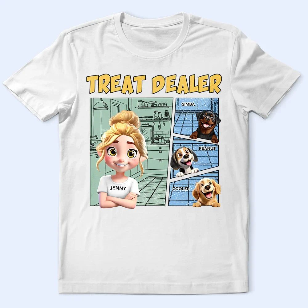 Funny Comic Pet Lover Treat Dealer Cute Dog Cat - Personalized T Shirt