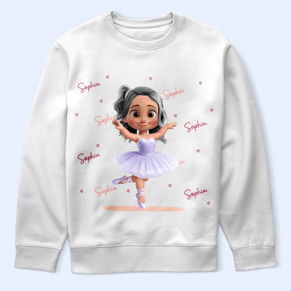 Ballerina Cute Girl 3D Effect - Personalized T Shirt