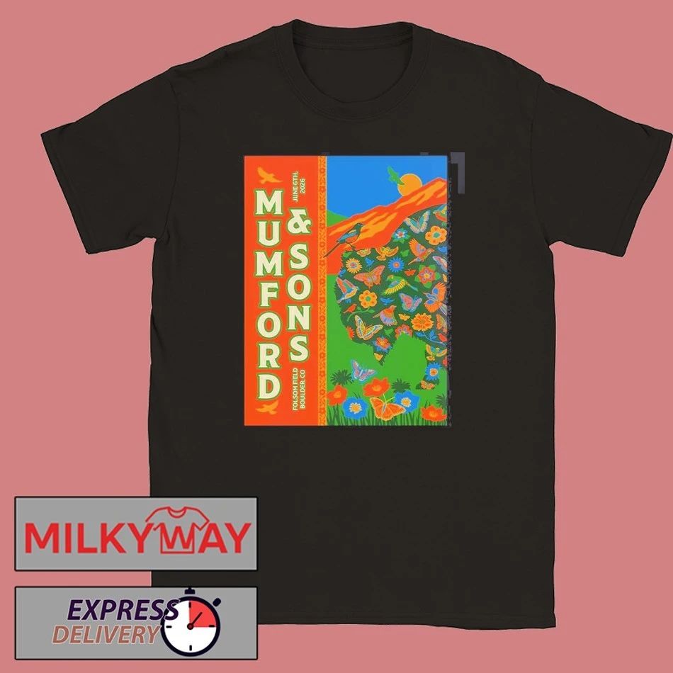 Mumford And Sons Prizefighter Tour Boulder CO 2026 Tonight Poster At Folsom Field On June 6 2026 T-Shirt