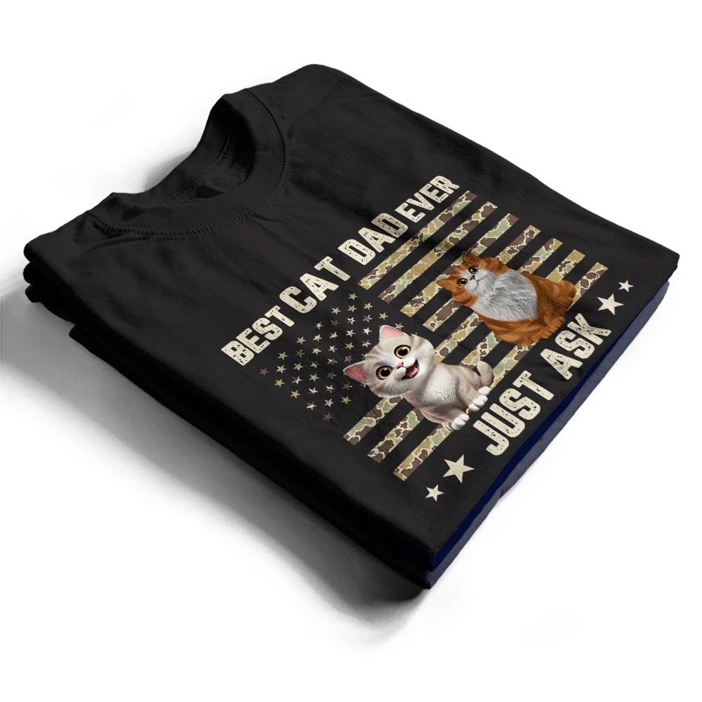 Camouflage Stars & Stripes Best Cat Dad Ever - Personalized T Shirt