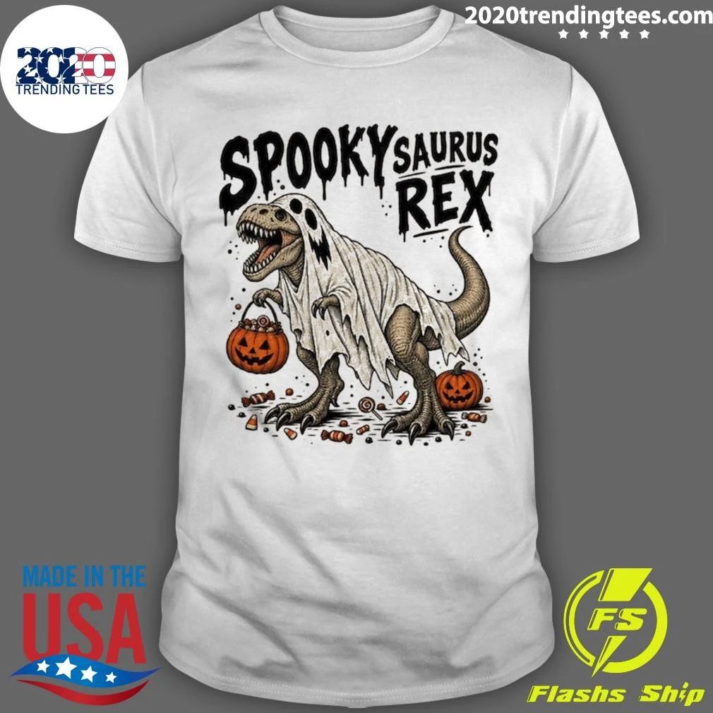 Spooky Saurus Rex, Ghost T-Rex Halloween Dinosaur Shirt