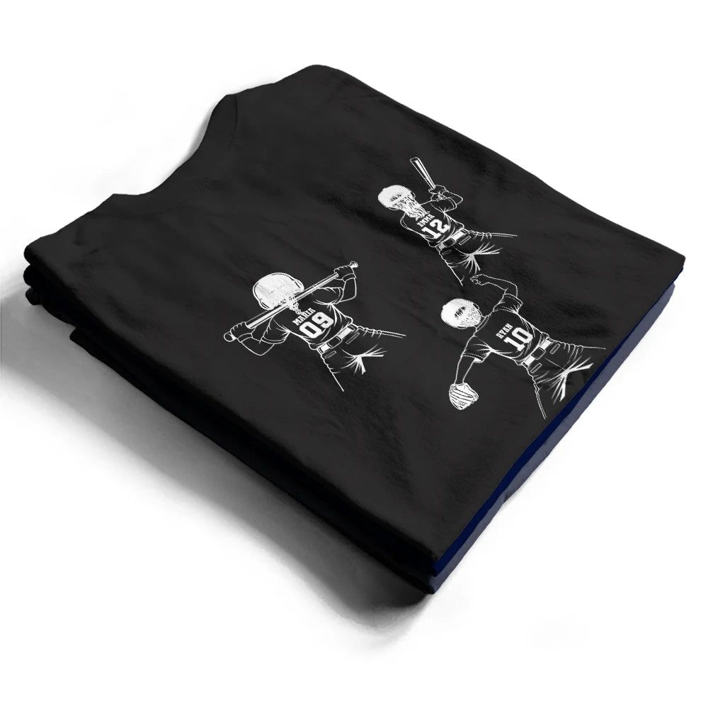 Baseball Softball Dad Mom Kids Backside - Personalized T Shirt